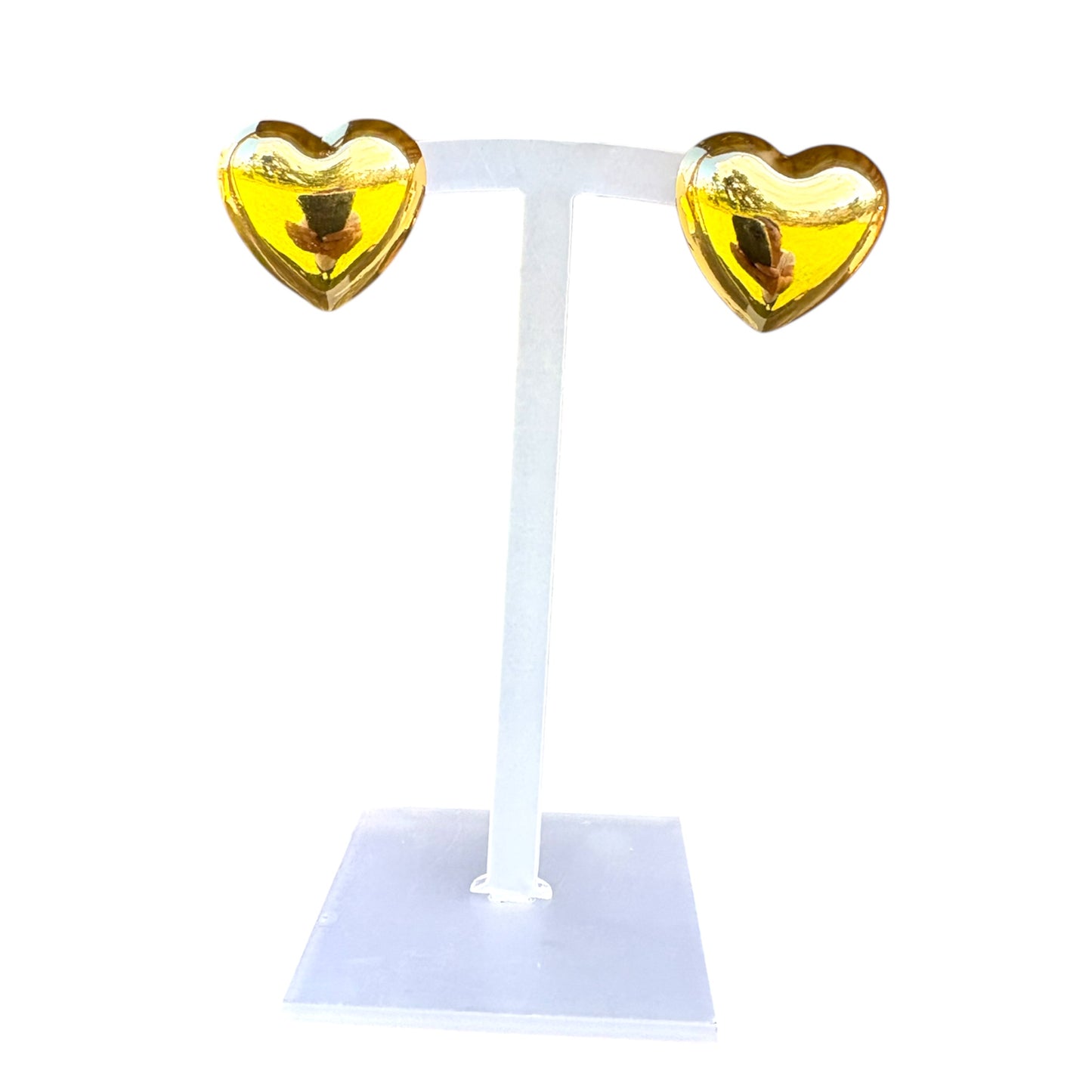 Aretes de Corazón Dorado en Stainless Steel