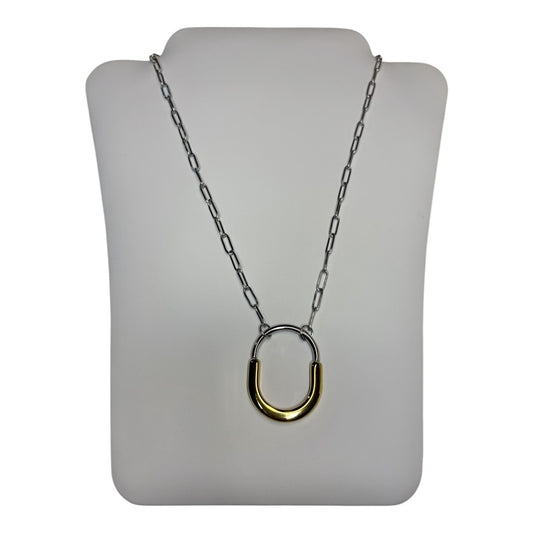 Cadena de Eslabones con Dije en U en Acabado Mixto – Stainless Steel