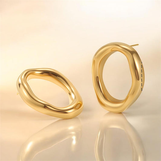 Irregular Oval Stainless Steel Earrings