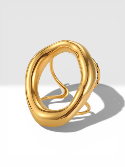 Adjustable Abstract Organic Design Ring in Stainless Steel