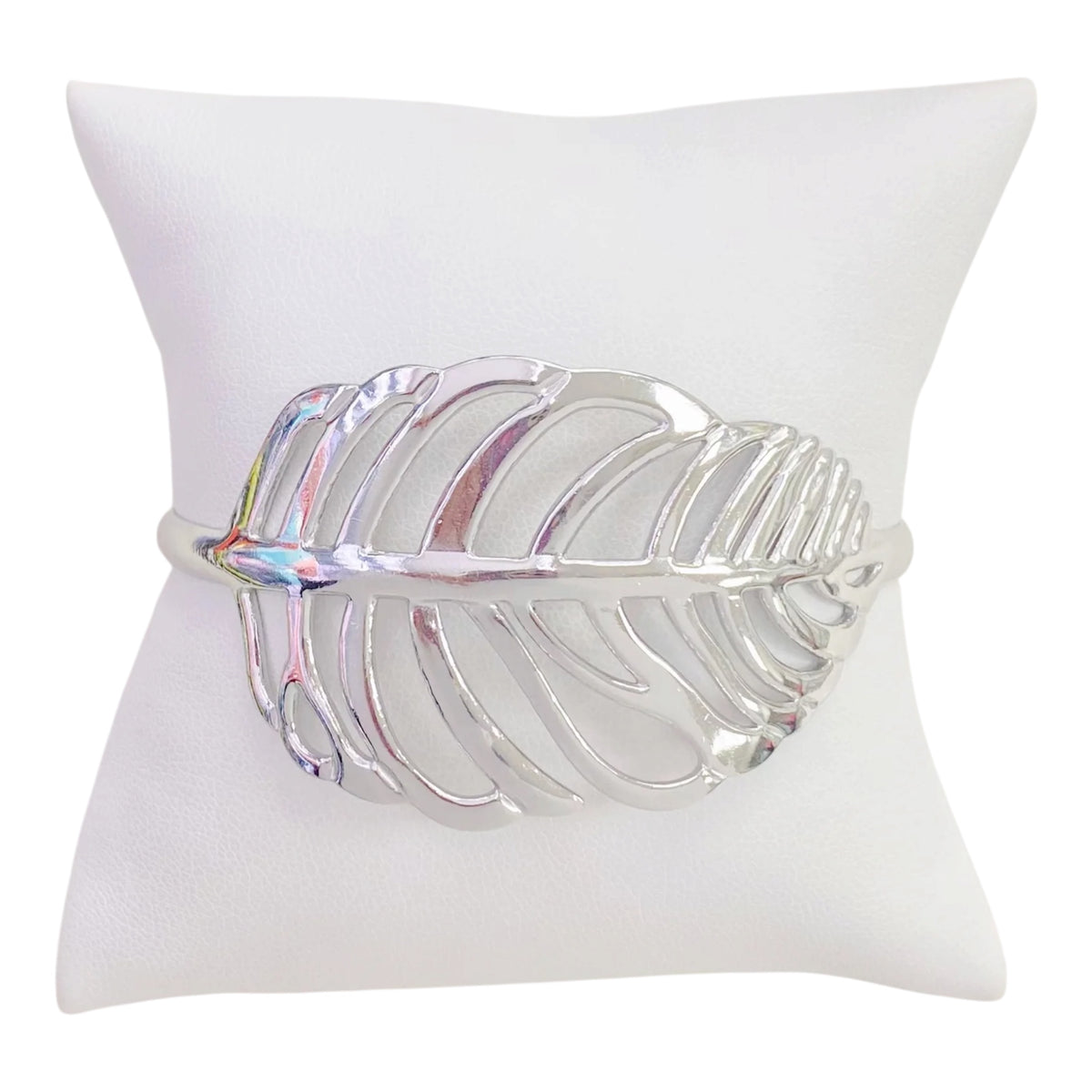 Brazalete de Hoja Tropical en Stainless Steel Dorado y Plateado