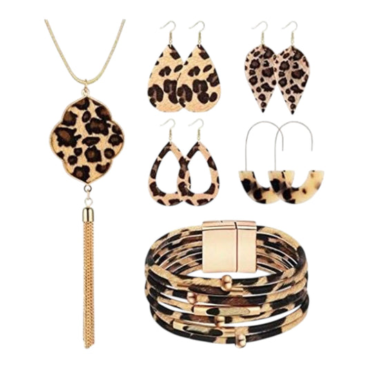 Set de Joyería Animal Print con Collar, Aretes y Pulsera – Glamour y Audacia en un Solo Conjunto