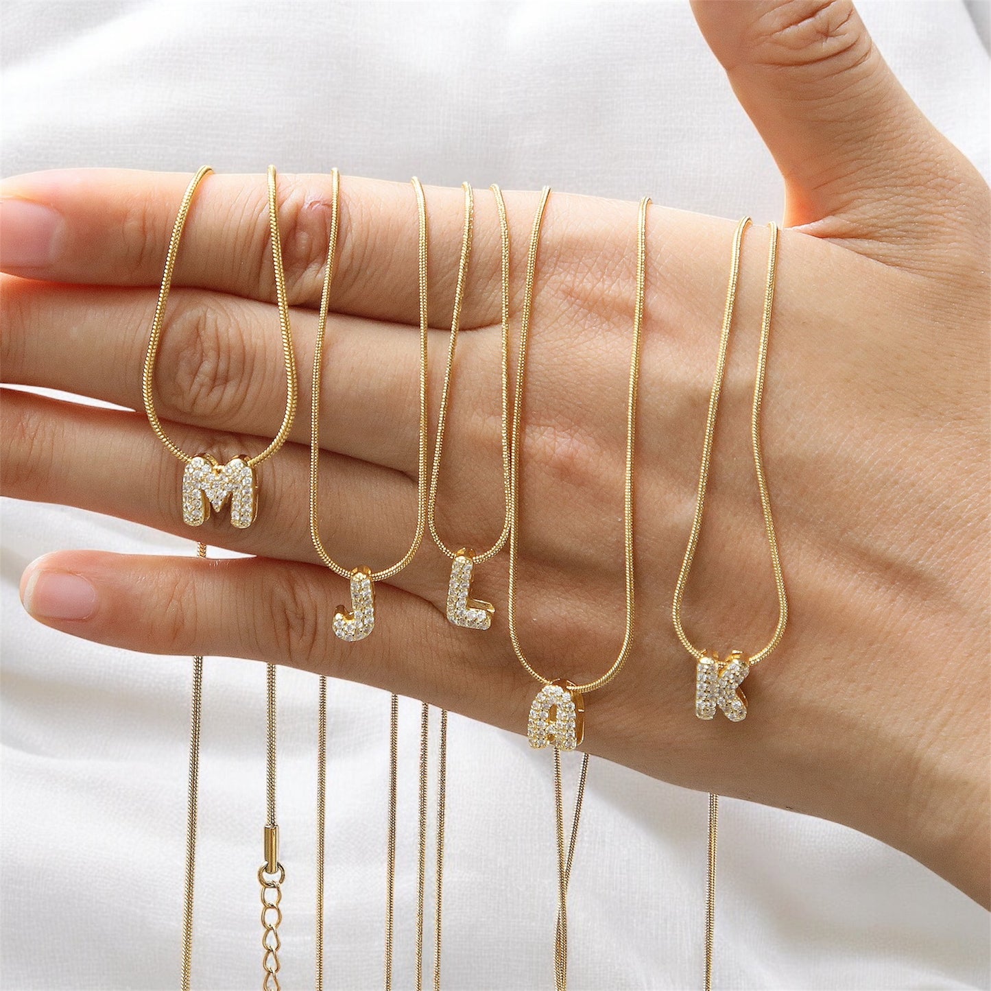 Initial Charm Necklaces, Gold with "A" to "Z" Brilliant Zirconias – Personalize Your Style with Sparkle and Elegance