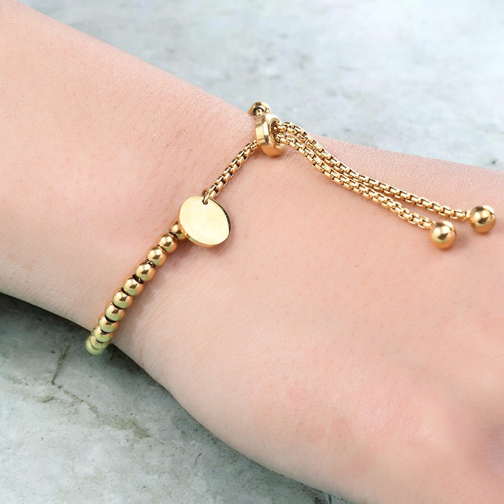 Pulsera Ajustable de Esferas Dorada