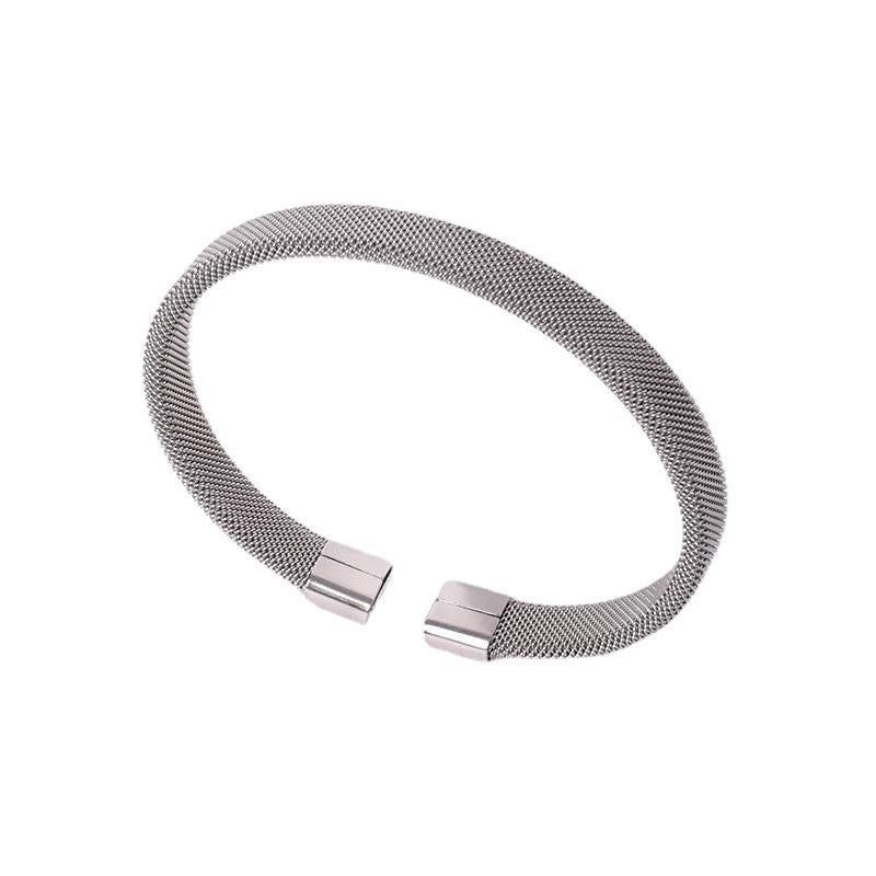 Pulsera Mesh Abierta Ajustable en Stainless Steel Plateada