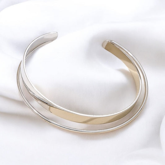 Pulsera Plateada de Doble Linea Minimalista