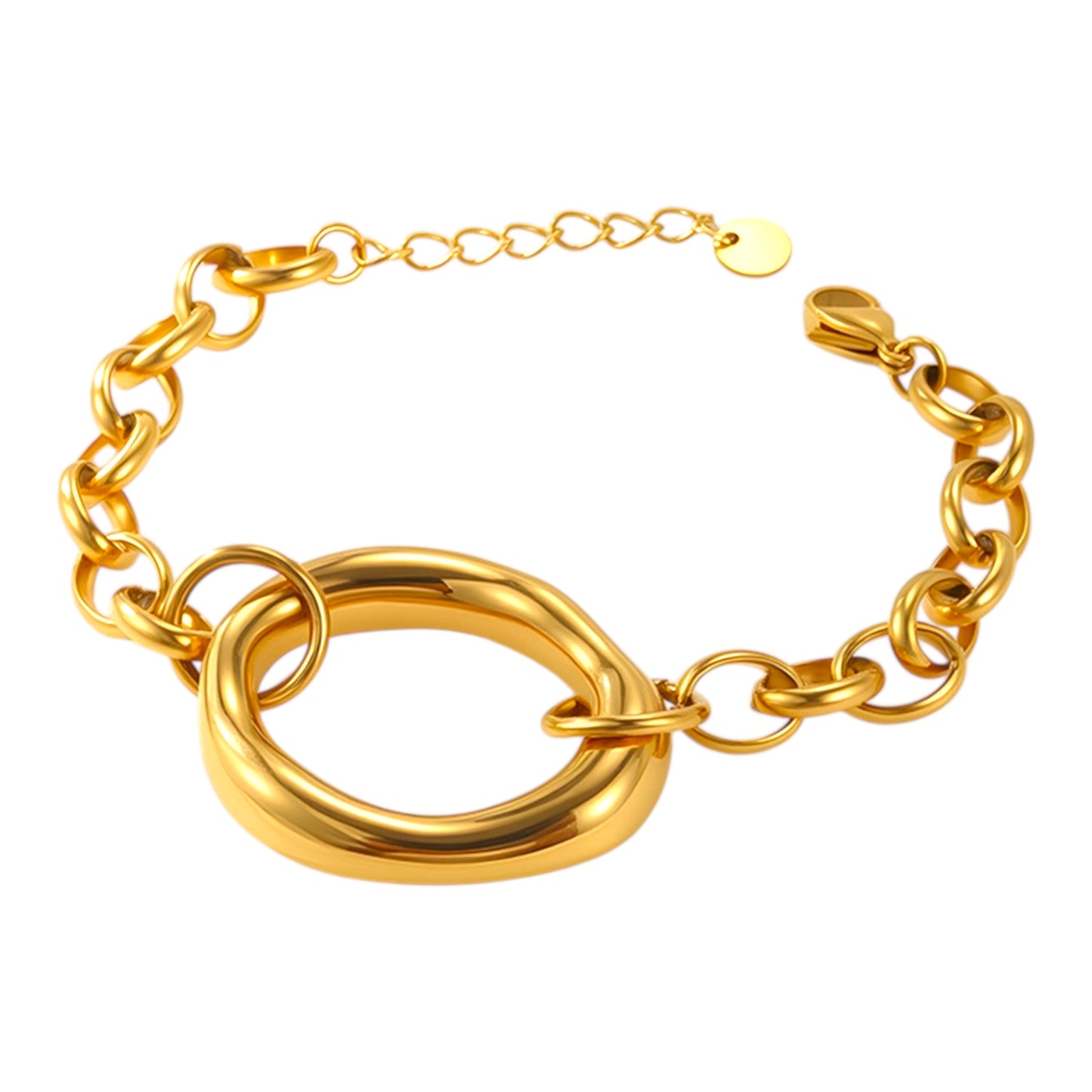 Pulsera de Cadena con Charm Ovalado en Dorado