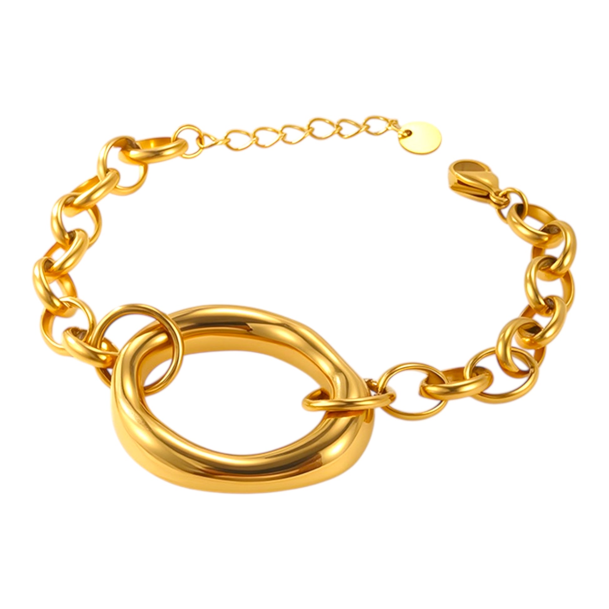 Pulsera de Cadena con Charm Ovalado en Dorado