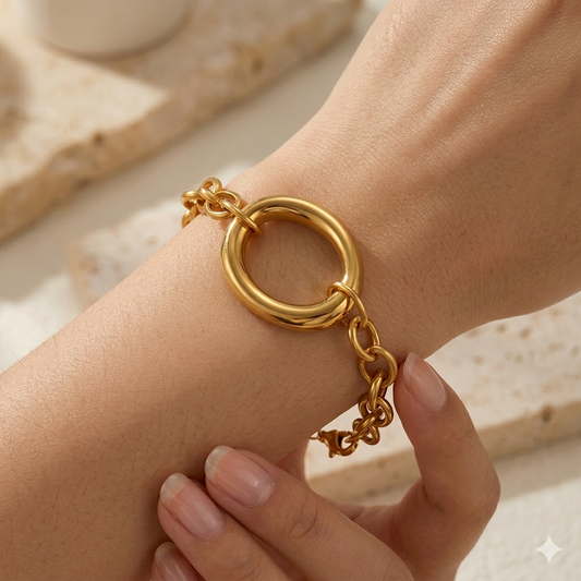 Pulsera de Cadena con Charm Ovalado en Stainless Steel