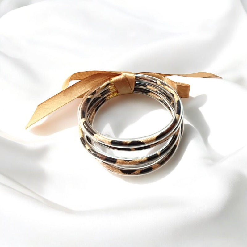 Pulseras Flexibles Dorada con Efecto Brillante 