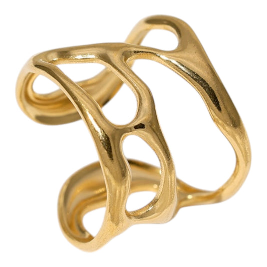 Sortija Abierta en Stainless Steel – Diseño Orgánico y Moderno