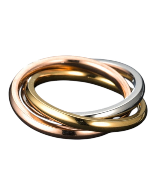 Sortija Tricolor en Stainless Steel – Diseño Elegante y Minimalista