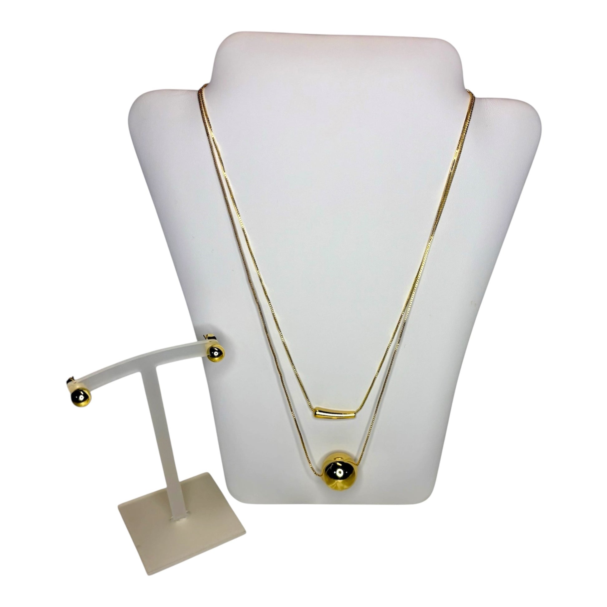 Set Dorado de Cadenas en Capas con Esfera Metalica y Pantallas