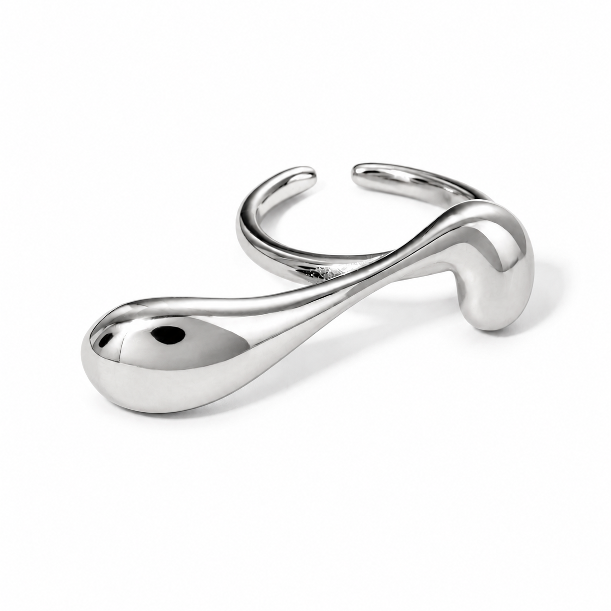 Sortija Ondulada Ajustable en Stainless Steel Plateado