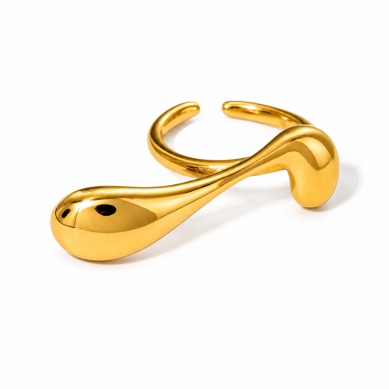 Sortija Ondulada Ajustable en Stainless Steel Dorada